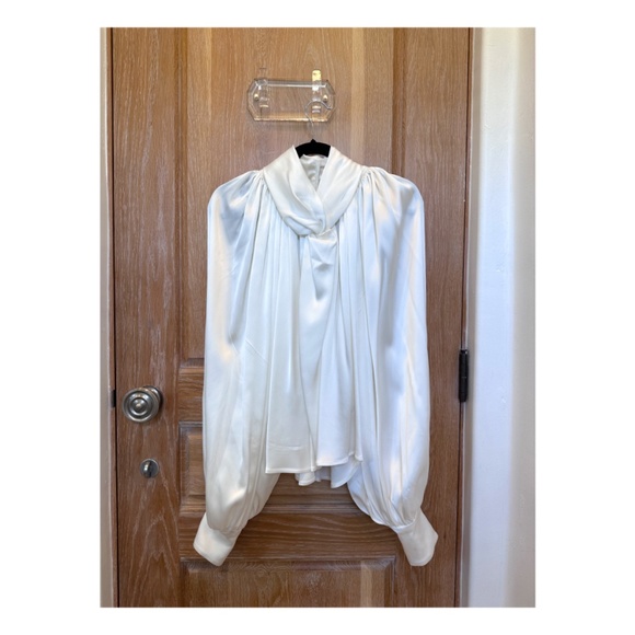 AWAKE Mode Satin Smocked Blouse NWOT - Picture 2 of 4